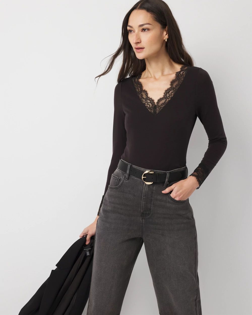 Lace Trim Long Sleeve Tee | White House Black Market